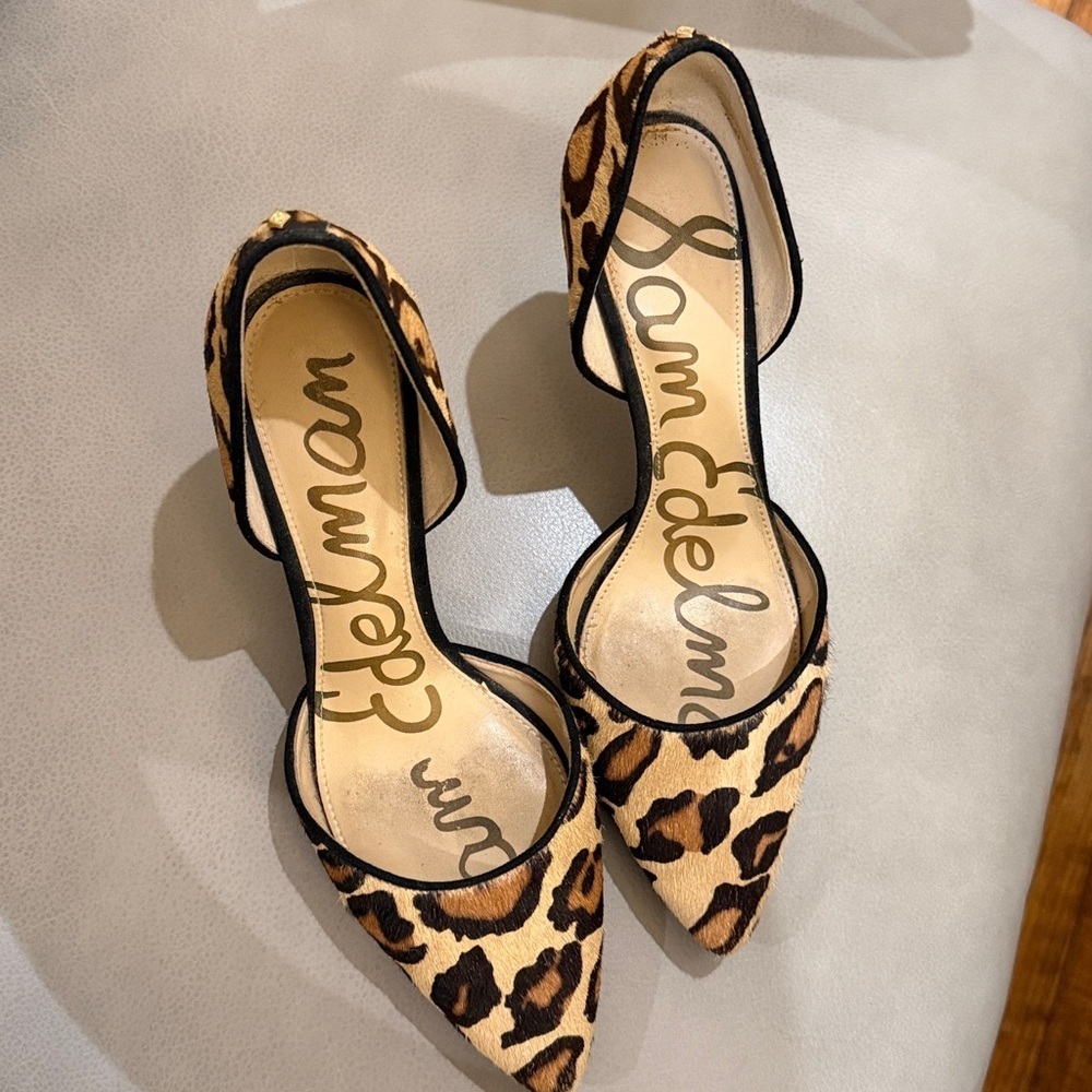 Sam Edelman Tesla Leopard Calf-hair D'Orsay pumps 7 - Picture 12 of 13